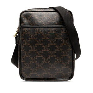 Celine Triomphe crossbody shoulder bag brown black leather